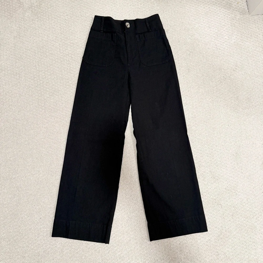 Maeve Colette Magic Fabric Crop Wide-Leg Pants Black Size 24 - Picture 4 of 7